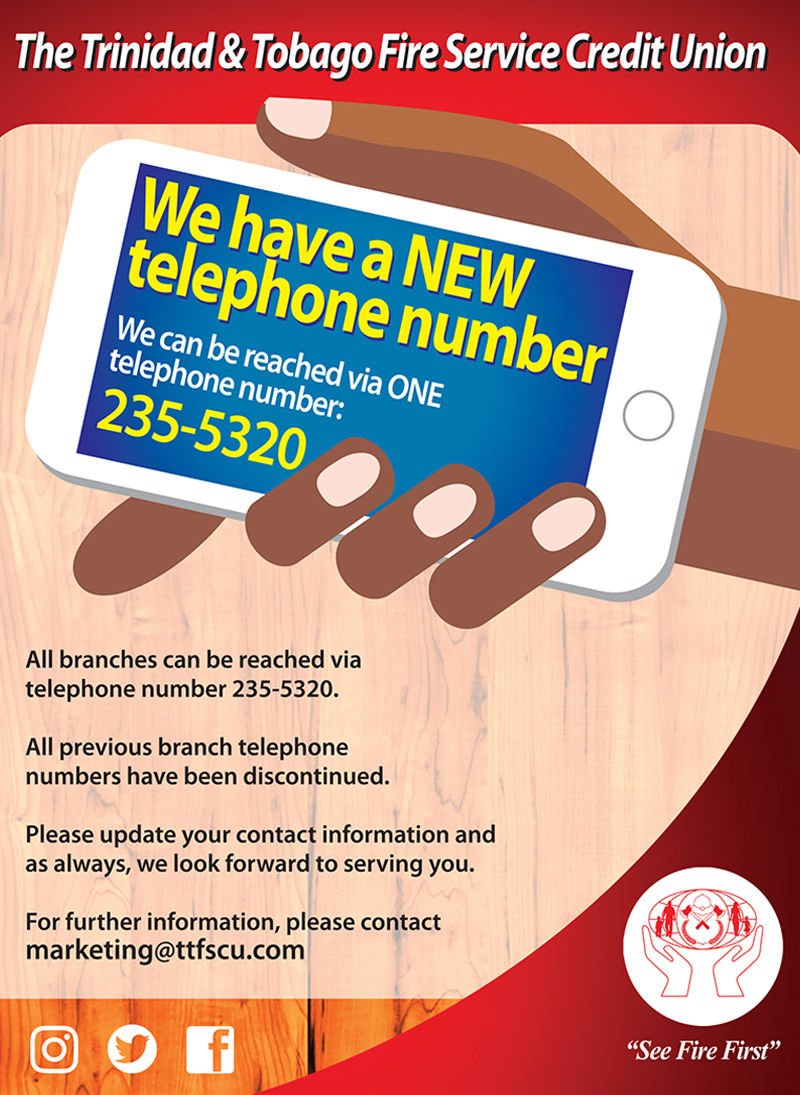 New Phone Number - Trinidad and Tobago Fire Service Credit Union